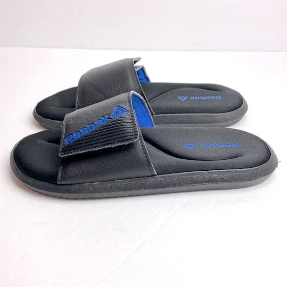 Reebok Shoes Reebok Boys Slides Black Blue Adjustable Strap